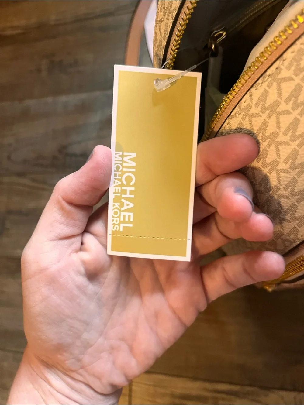 Michael Kors Blush Pink Logo Mini Backpack with Gold Hardware